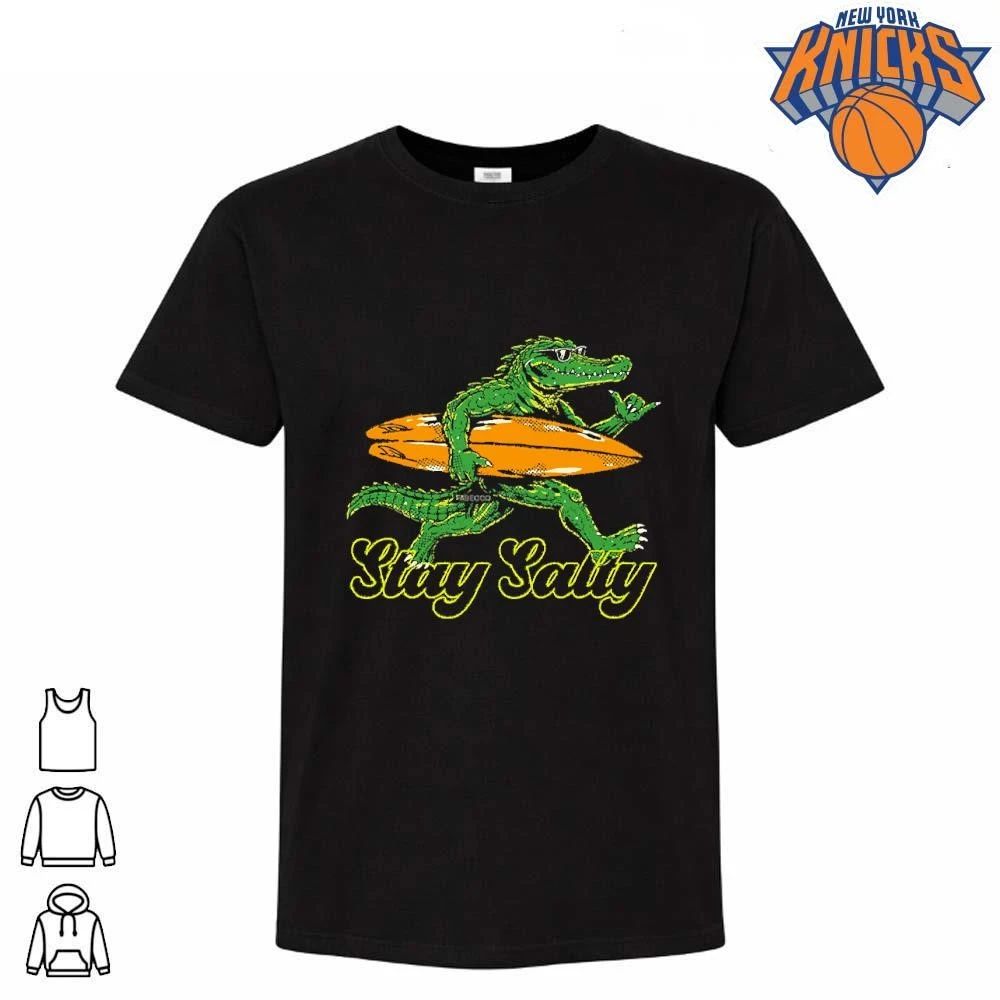 Stay Salty Retro Cartoon Crocodile Surfing With Surfboard Shirt Unisex T-shirt, Sweatshirt, Hoodie, Long Sleeve Tee - T-Shirt, Sweatshirt, Hoodie