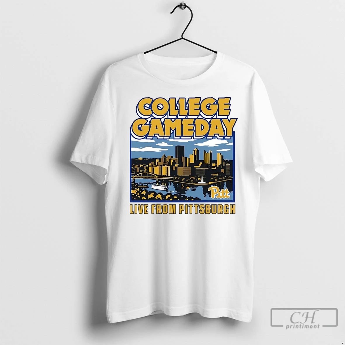 Premium Pittsburgh Panthers College Gameday City Skyline Unisex T-shirt, Sweatshirt, Hoodie, Long Sleeve Tee - T-Shirt, Sweatshirt, Hoodie