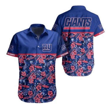New York Giants Floral Fan Hawaiian Shirt Unisex T-shirt, Sweatshirt, Hoodie, Long Sleeve Tee - T-Shirt, Sweatshirt, Hoodie