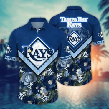 Tampa Bay Rays Floral Emblem Hawaiian Shirt Unisex T-shirt, Sweatshirt, Hoodie, Long Sleeve Tee - T-Shirt, Sweatshirt, Hoodie