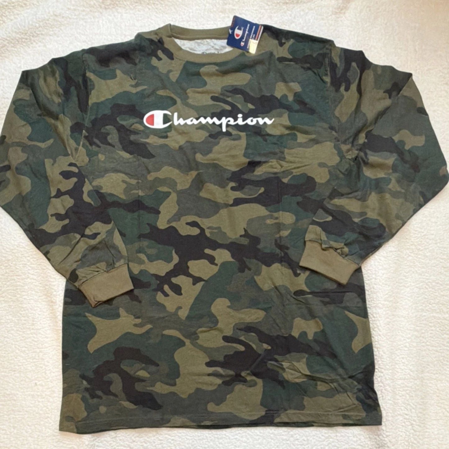 Champion Men's Camouflage Long Sleeve Logo T-Shirt Size XLT Crew Neck Big & Tall Unisex T-shirt, Sweatshirt, Hoodie, Long Sleeve Tee - T-Shirt, Sweatshirt, Hoodie