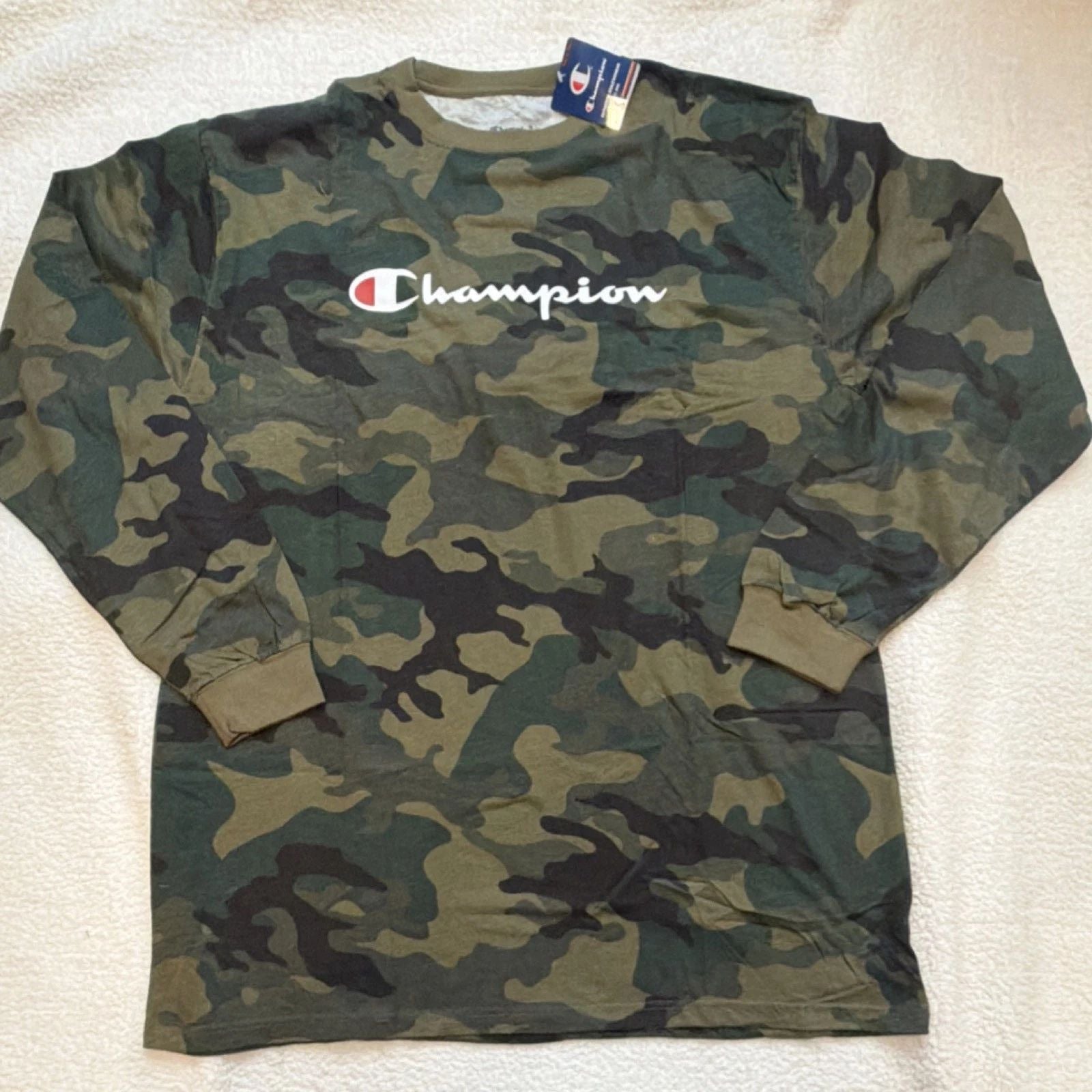 Champion Men's Camouflage Long Sleeve Logo T-Shirt Size XLT Crew Neck Big & Tall Unisex T-shirt, Sweatshirt, Hoodie, Long Sleeve Tee - T-Shirt, Sweatshirt, Hoodie