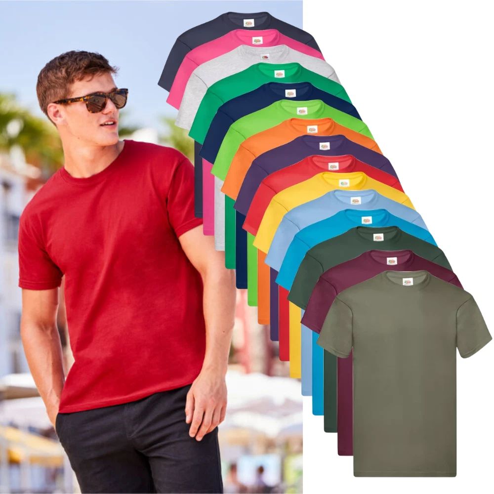 Mens Original Plain T Shirt Fruit of the Loom 100% Cotton Short Sleeve Blank Tee Unisex T-shirt, Sweatshirt, Hoodie, Long Sleeve Tee - T-Shirt, Sweatshirt, Hoodie