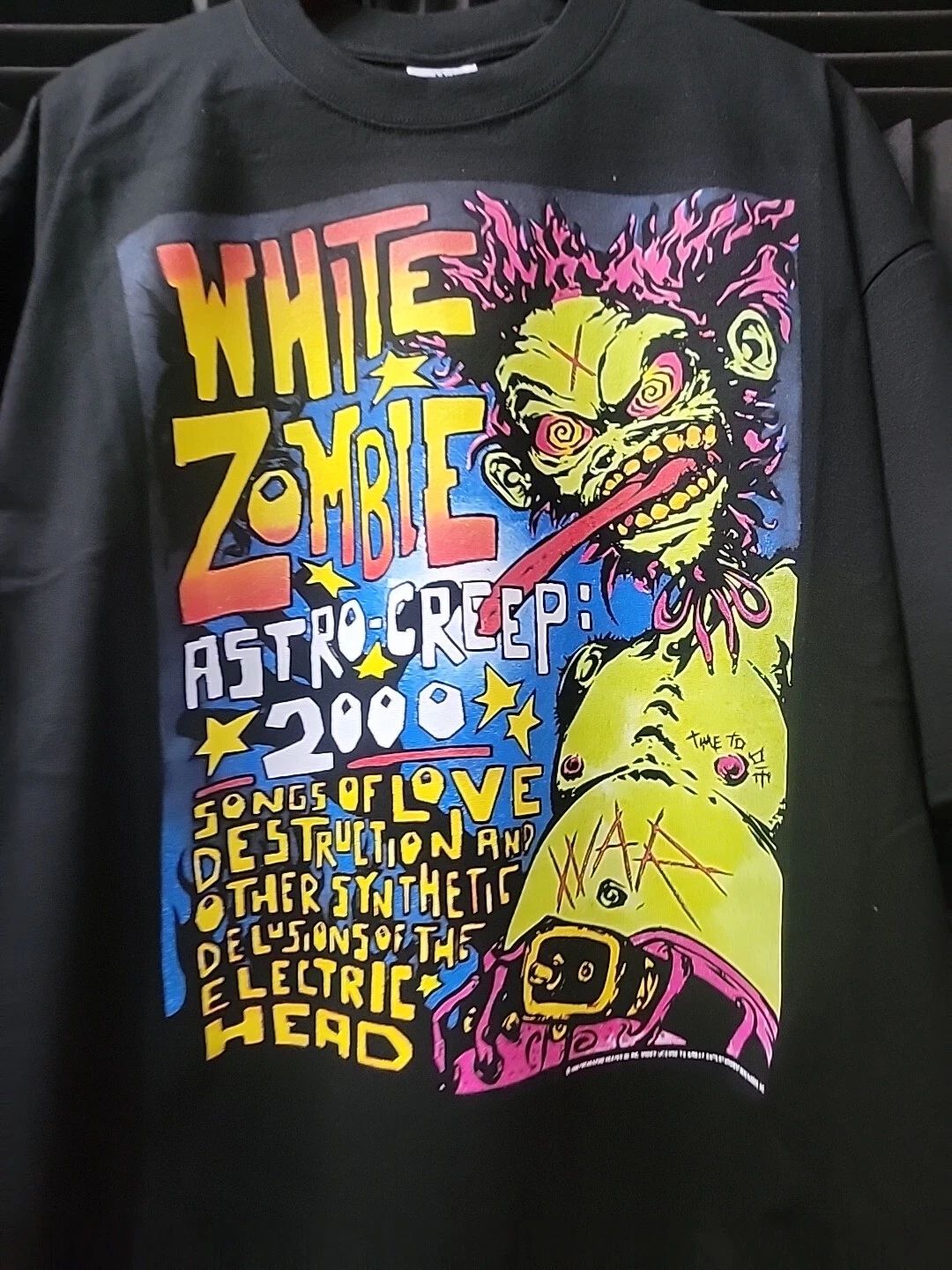 WHITE ZOMBIE ASTRO CREEP 2000 'MODERN' ON SHAKA HEAVYWEIGHT GARMET DYED T SHIRT Unisex T-shirt, Sweatshirt, Hoodie, Long Sleeve Tee - T-Shirt, Sweatshirt, Hoodie