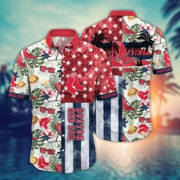 Boston Red Sox Summer Patchwork Tropical Hawaiian Shirt Unisex T-shirt, Sweatshirt, Hoodie, Long Sleeve Tee - T-Shirt, Sweatshirt, Hoodie