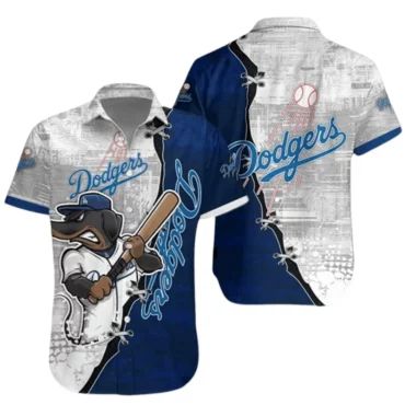 Los Angeles Dodgers Mascot Bat Swing Hawaiian Shirt Unisex T-shirt, Sweatshirt, Hoodie, Long Sleeve Tee - T-Shirt, Sweatshirt, Hoodie