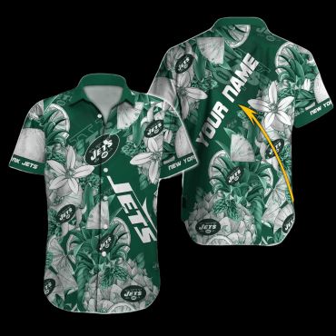 Personalized New York Jets Floral Paradise Hawaiian Shirt Unisex T-shirt, Sweatshirt, Hoodie, Long Sleeve Tee - T-Shirt, Sweatshirt, Hoodie