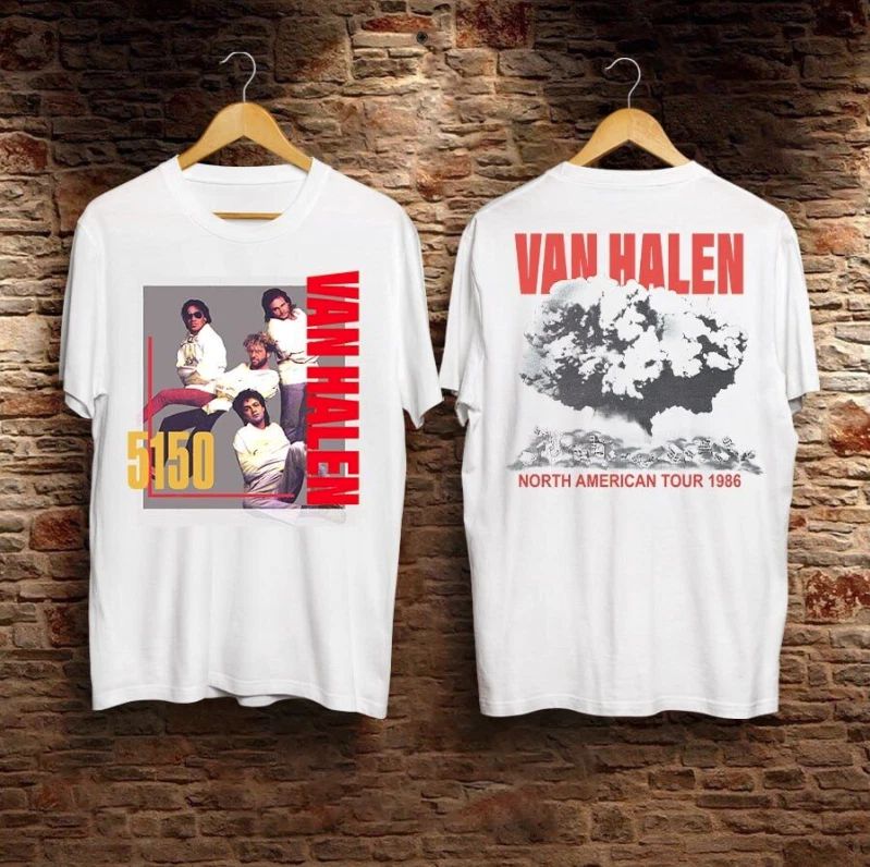 Vintage Van-Halen Hagar 5150 Tour 1986 Concert White Men Rock Band T-Shirt Unisex T-shirt, Sweatshirt, Hoodie, Long Sleeve Tee - T-Shirt, Sweatshirt, Hoodie