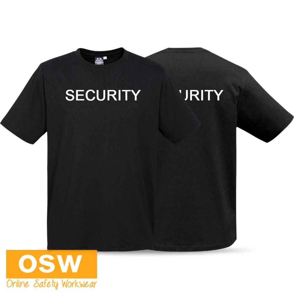 Mens Black SECURITY Printed Short Sleeve Ribbed Elastane Work Uniform Neck Tee Unisex T-shirt, Sweatshirt, Hoodie, Long Sleeve Tee - T-Shirt, Sweatshirt, Hoodie