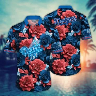 Los Angeles Dodgers Neon Rose Hawaiian Shirt Unisex T-shirt, Sweatshirt, Hoodie, Long Sleeve Tee - T-Shirt, Sweatshirt, Hoodie