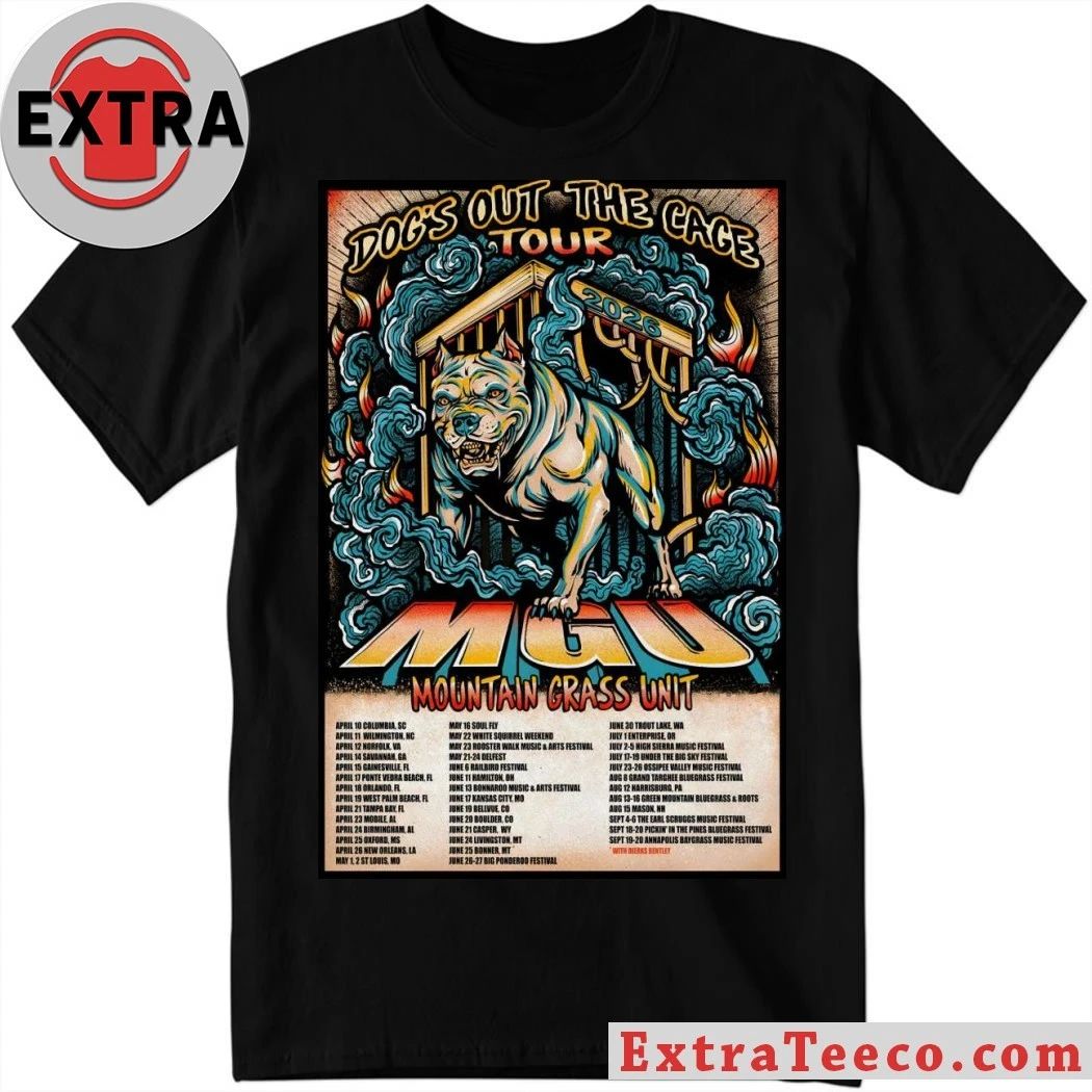 Mountain Grass Unit Poster Dogs Out The Cage Tour 2026 Shirt Unisex T-shirt, Sweatshirt, Hoodie, Long Sleeve Tee - T-Shirt, Sweatshirt, Hoodie