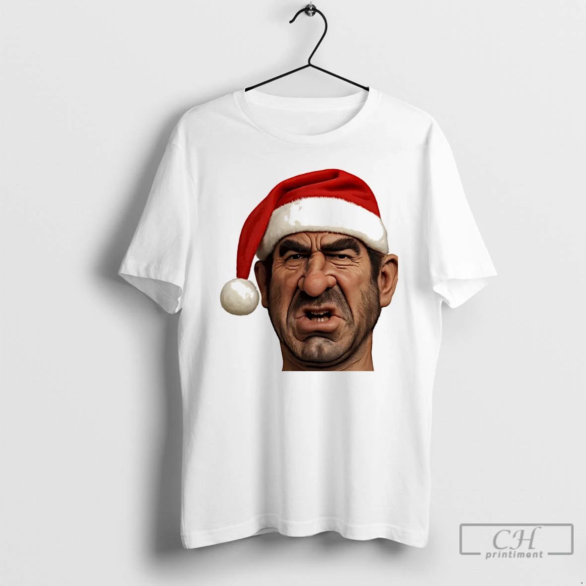 Premium Santa Eric Cantona Spitting Image Christmas Meme Christmas T Shirts Unisex T-shirt, Sweatshirt, Hoodie, Long Sleeve Tee - T-Shirt, Sweatshirt, Hoodie