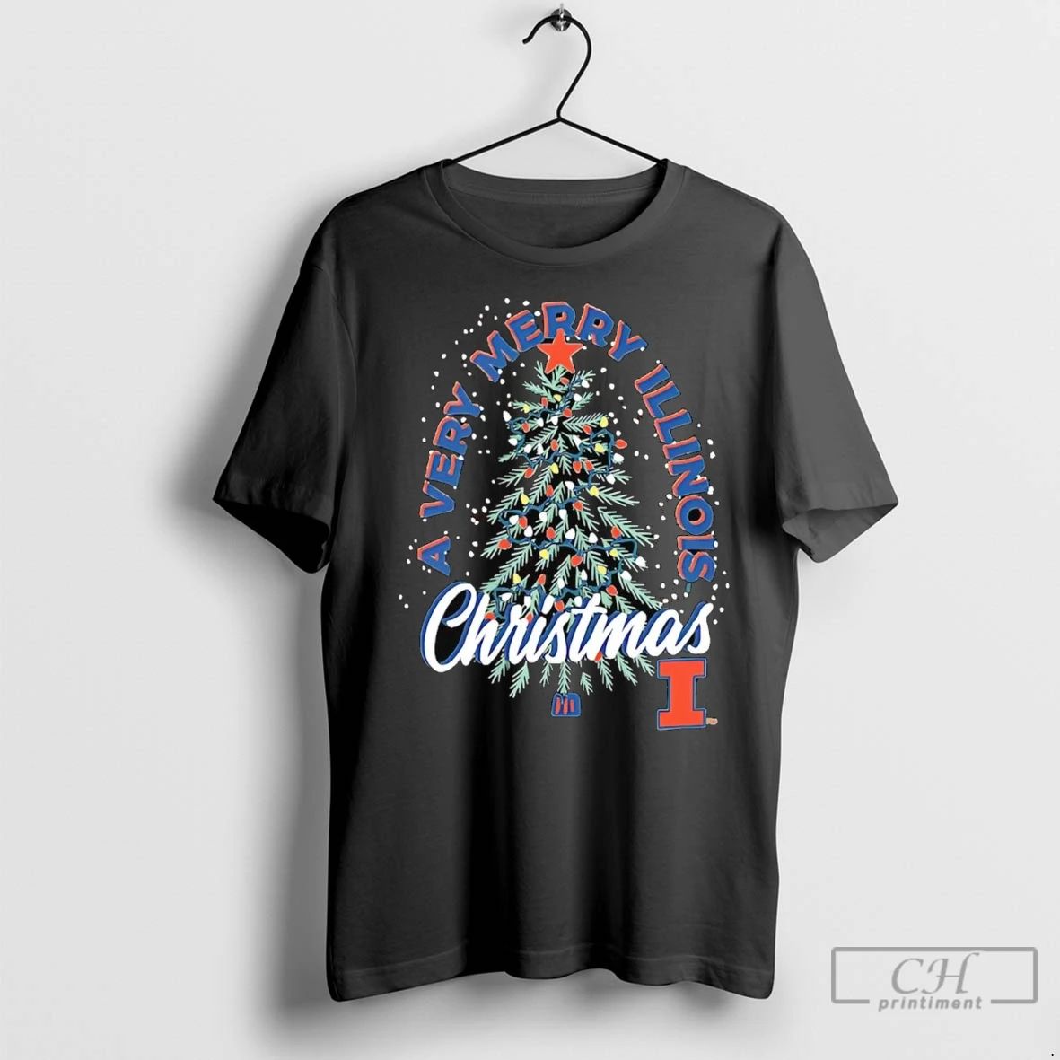 Premium Illinois Fighting Illini A Very Merry Illinois Christmas Unisex T-shirt, Sweatshirt, Hoodie, Long Sleeve Tee - T-Shirt, Sweatshirt, Hoodie