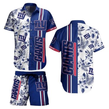 New York Giants Floral Stripe Hawaiian Shirt Unisex T-shirt, Sweatshirt, Hoodie, Long Sleeve Tee - T-Shirt, Sweatshirt, Hoodie