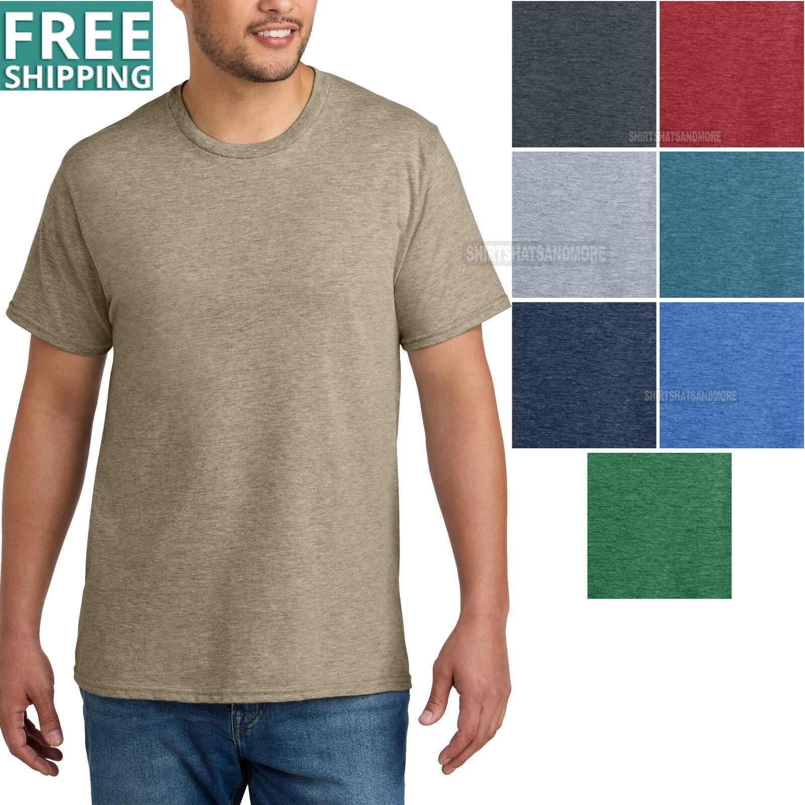 Mens Blended Heather CVC Tee Soft T-Shirt S,M, L, XL, 2XL, 3XL, 4XL NEW! Unisex T-shirt, Sweatshirt, Hoodie, Long Sleeve Tee - T-Shirt, Sweatshirt, Hoodie