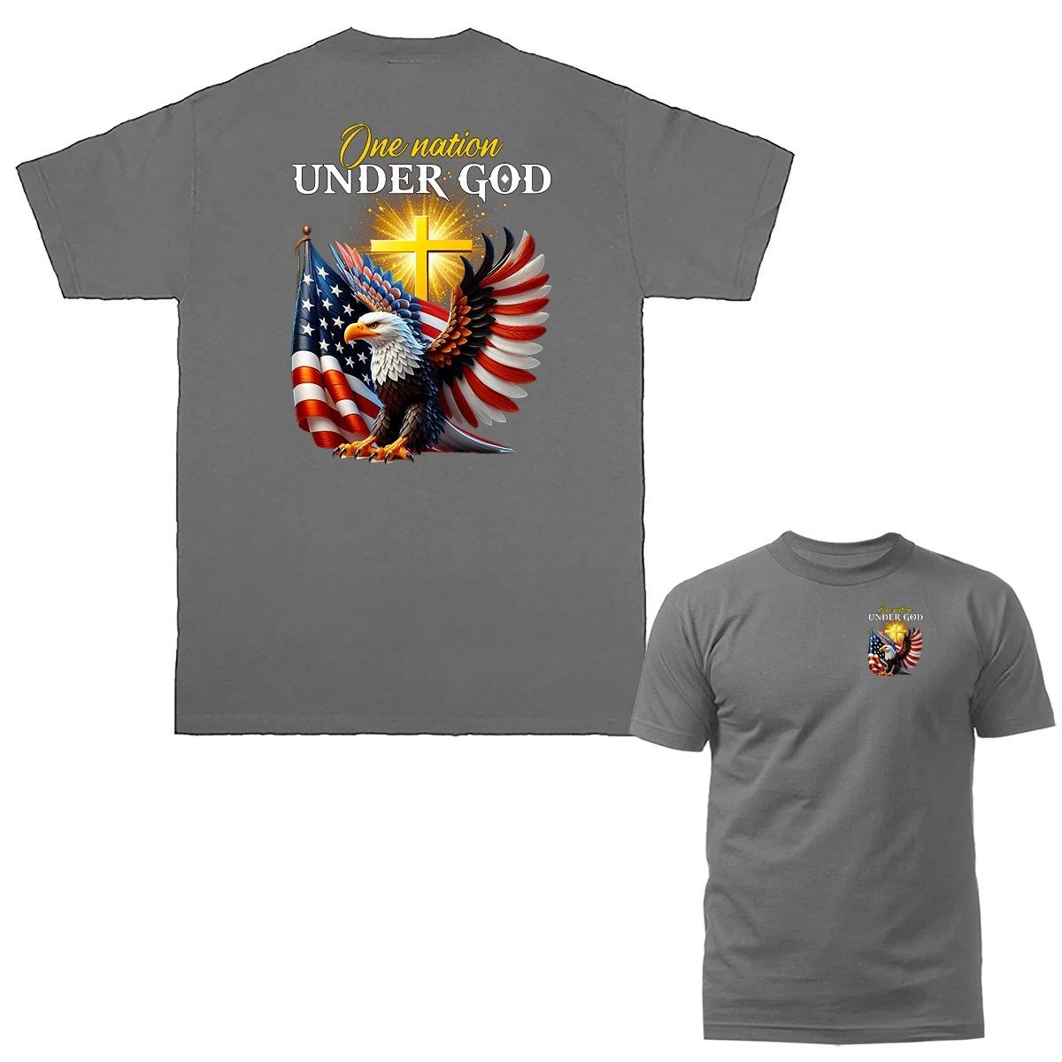One Nation Under God Patriotic Eagle T-shirt Unisex T-shirt, Sweatshirt, Hoodie, Long Sleeve Tee - T-Shirt, Sweatshirt, Hoodie