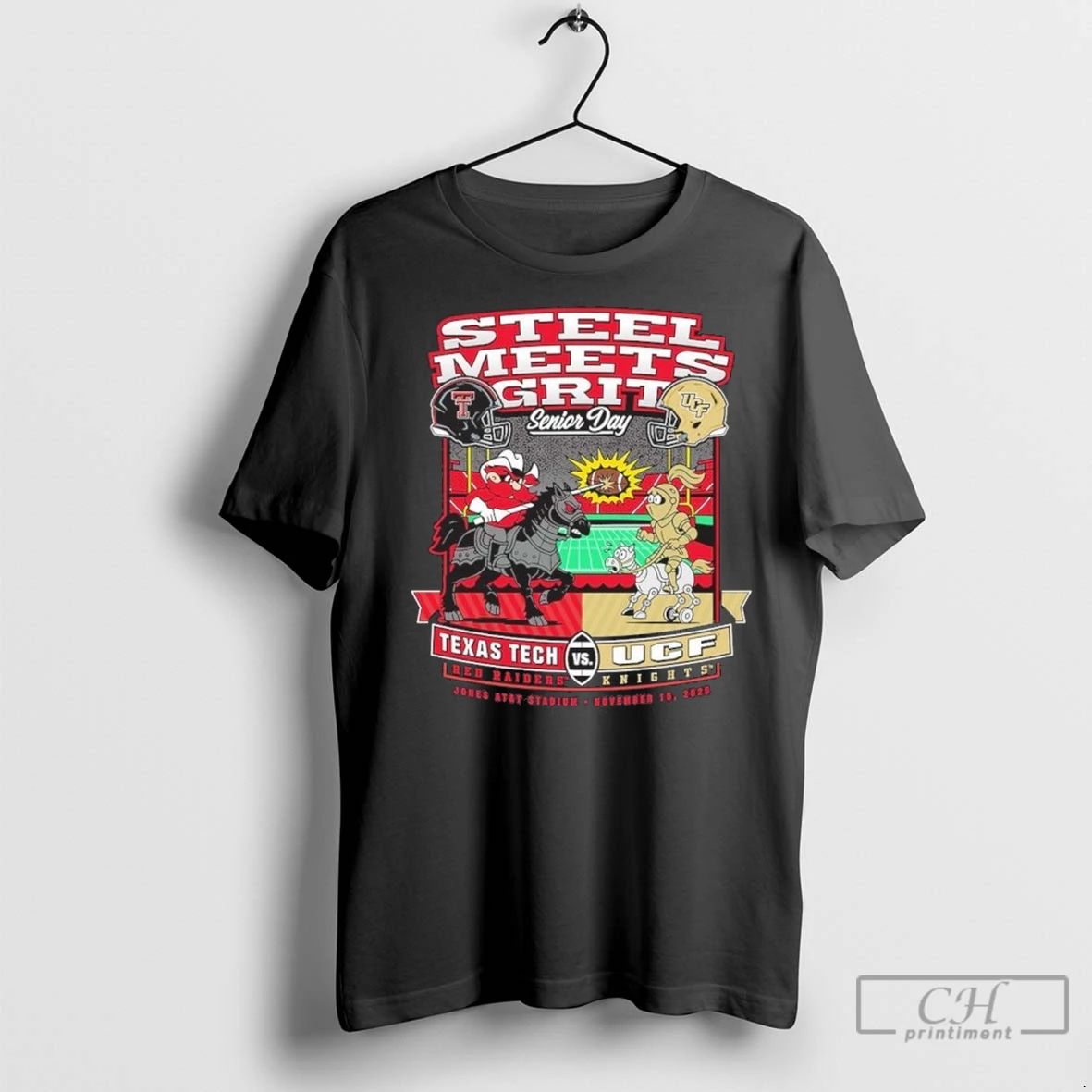 Premium Steel Meets Grit Senior Day 2025 Texas Tech Vs Ucf Football Unisex T-shirt, Sweatshirt, Hoodie, Long Sleeve Tee - T-Shirt, Sweatshirt, Hoodie