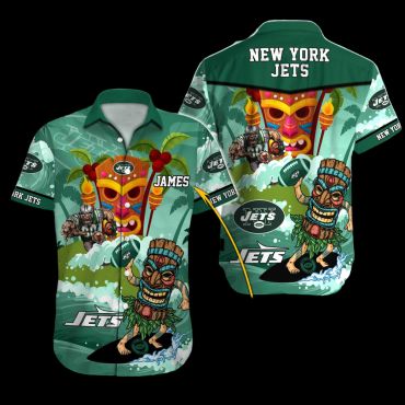 Personalized New York Jets Tiki Wave Hawaiian Shirt Unisex T-shirt, Sweatshirt, Hoodie, Long Sleeve Tee - T-Shirt, Sweatshirt, Hoodie