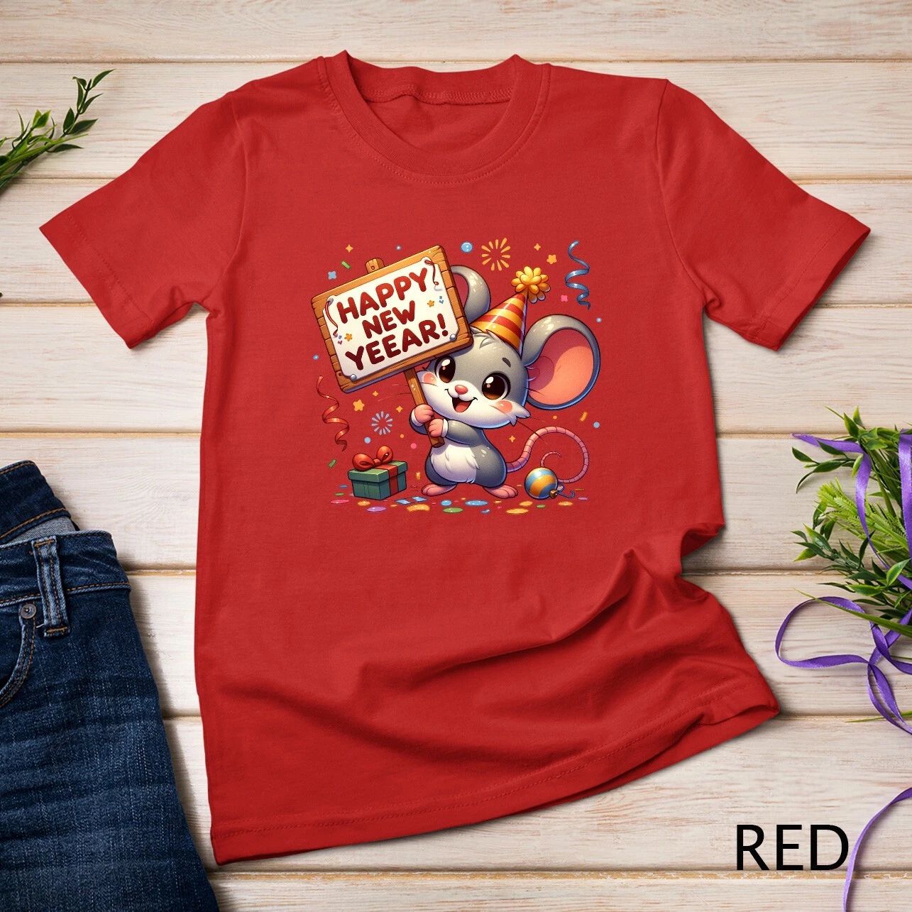 Cute Mouse Welcomes New Year 2025 Funny T-shirt Unisex T-shirt Unisex T-shirt, Sweatshirt, Hoodie, Long Sleeve Tee - T-Shirt, Sweatshirt, Hoodie