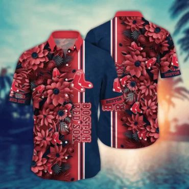 Boston Red Sox Bold Midnight Blooms Hawaiian Shirt Unisex T-shirt, Sweatshirt, Hoodie, Long Sleeve Tee - T-Shirt, Sweatshirt, Hoodie