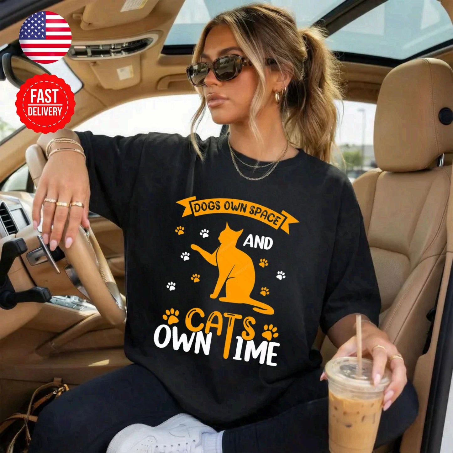 Cat Own Time T-Shirt Cute Kitty Lover Gift Graphic Tee S-4XL Unisex T-shirt, Sweatshirt, Hoodie, Long Sleeve Tee - T-Shirt, Sweatshirt, Hoodie