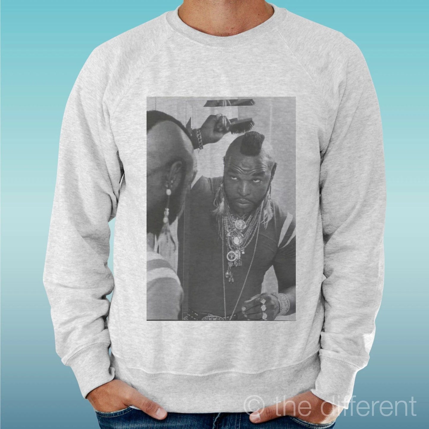 Felpa Man Light Sweater Light Grey " Mr.T Mirror Funny " Unisex T-shirt, Sweatshirt, Hoodie, Long Sleeve Tee - T-Shirt, Sweatshirt, Hoodie