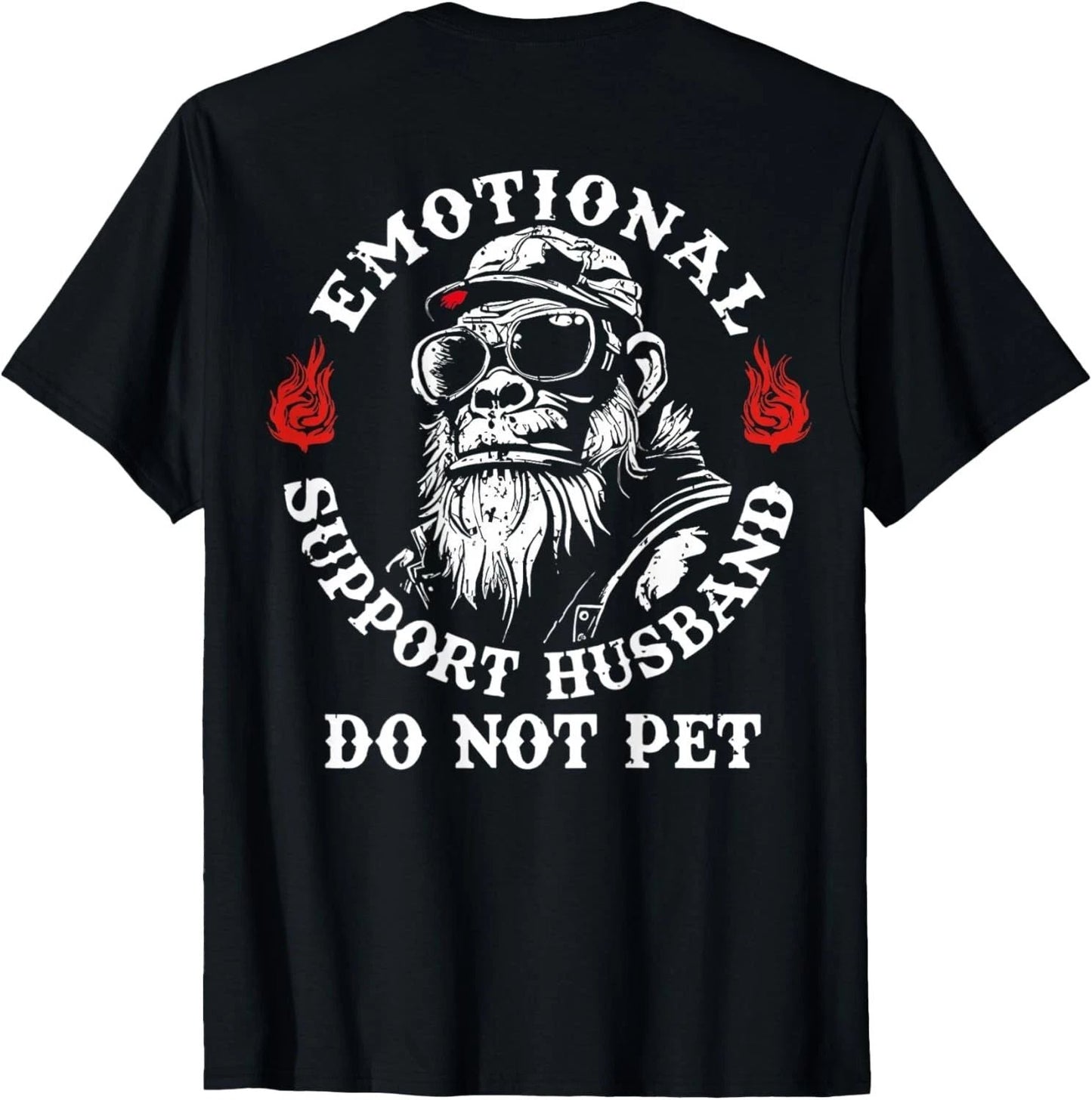 Emotional Support Husband Do Not Pet Funny Monkey (On Back) unisex T-Shirt Unisex T-shirt, Sweatshirt, Hoodie, Long Sleeve Tee - T-Shirt, Sweatshirt, Hoodie