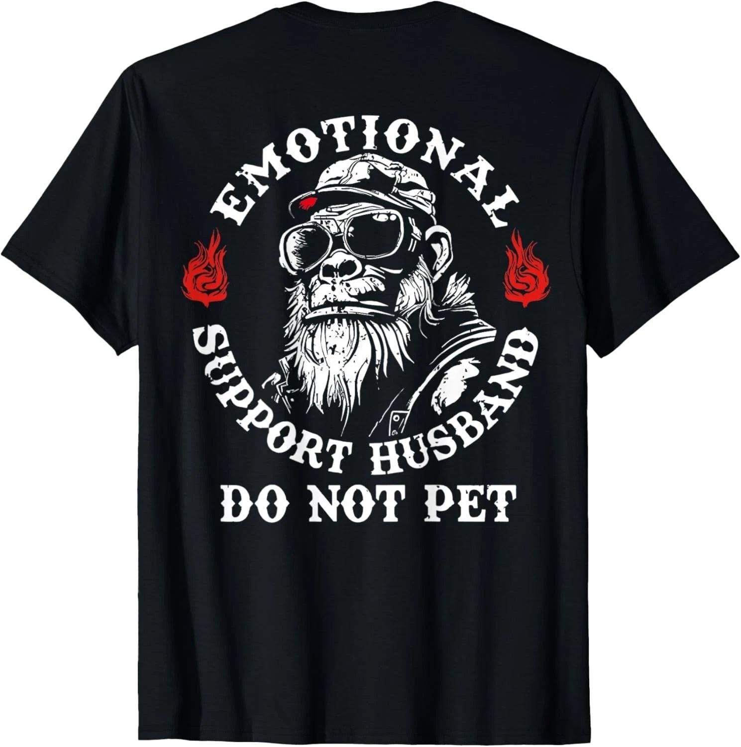 Emotional Support Husband Do Not Pet Funny Monkey (On Back) unisex T-Shirt Unisex T-shirt, Sweatshirt, Hoodie, Long Sleeve Tee - T-Shirt, Sweatshirt, Hoodie