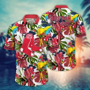 Boston Red Sox Tropical Parrot Hawaiian Shirt Unisex T-shirt, Sweatshirt, Hoodie, Long Sleeve Tee - T-Shirt, Sweatshirt, Hoodie