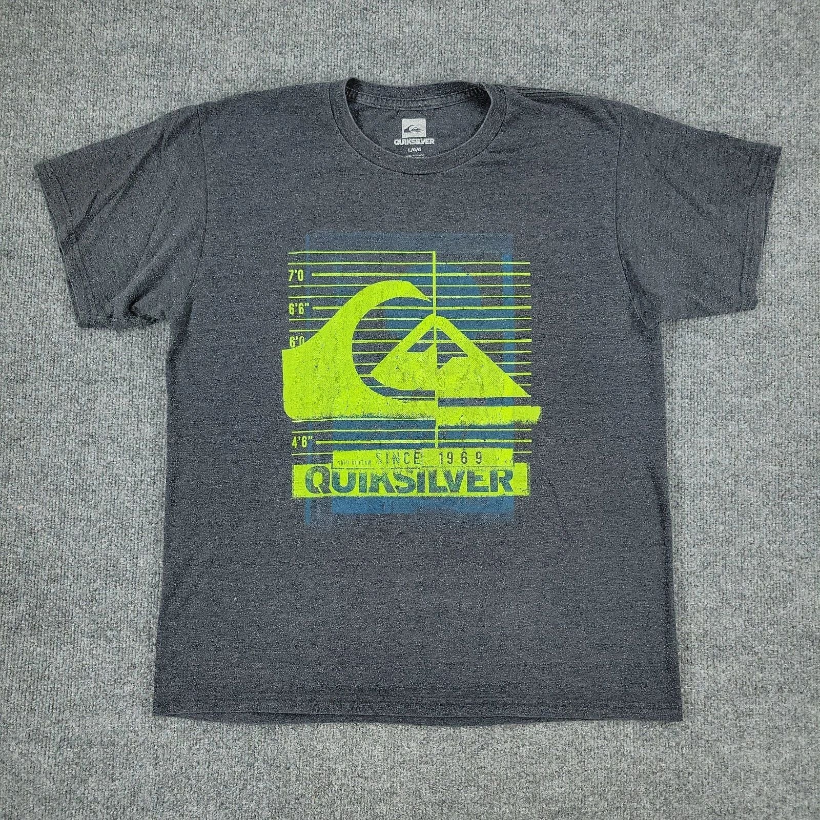 Quiksilver Shirt Men's Large Gray Logo Spell Out Graphic Crew Neck Short Sleeve Unisex T-shirt, Sweatshirt, Hoodie, Long Sleeve Tee - T-Shirt, Sweatshirt, Hoodie