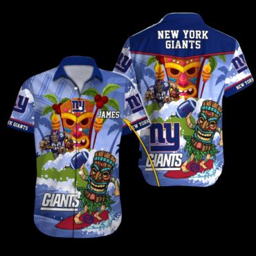 New York Giants Tiki Wave Personalized Hawaiian Shirt Unisex T-shirt, Sweatshirt, Hoodie, Long Sleeve Tee - T-Shirt, Sweatshirt, Hoodie