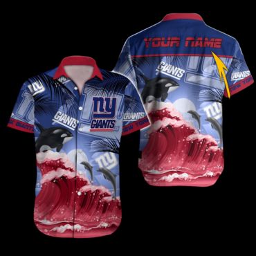 Personalized New York Giants Ocean Wave Hawaiian Shirt Unisex T-shirt, Sweatshirt, Hoodie, Long Sleeve Tee - T-Shirt, Sweatshirt, Hoodie