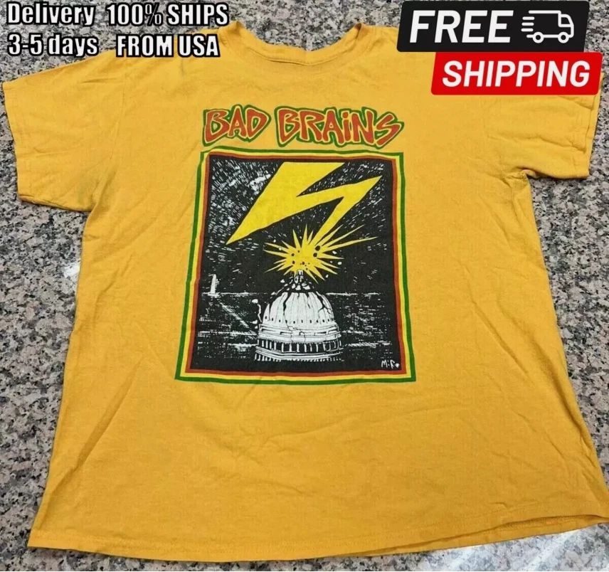 VTG Bad Brains Shirt 1980's Concert Shirt Classic Gold Unisex S-5XL Unisex T-shirt, Sweatshirt, Hoodie, Long Sleeve Tee - T-Shirt, Sweatshirt, Hoodie