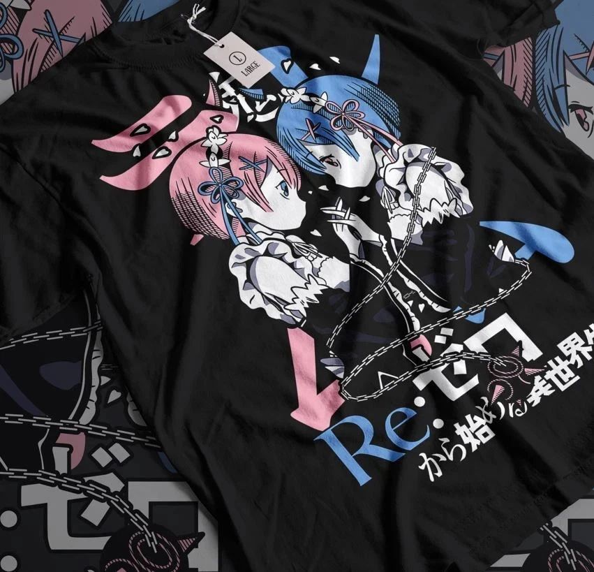 Rem Re Zero T-Shirt Subaru Japanese Cute Re Zero Ram Kawaii Girl Shirt All Size Unisex T-shirt, Sweatshirt, Hoodie, Long Sleeve Tee - T-Shirt, Sweatshirt, Hoodie