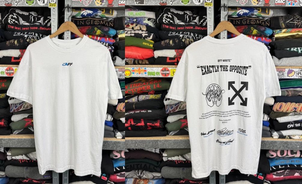 Off-White Exactly Opposite Arrows White Graphic Tee Unisex Reprint S-5XL Unisex T-shirt, Sweatshirt, Hoodie, Long Sleeve Tee - T-Shirt, Sweatshirt, Hoodie