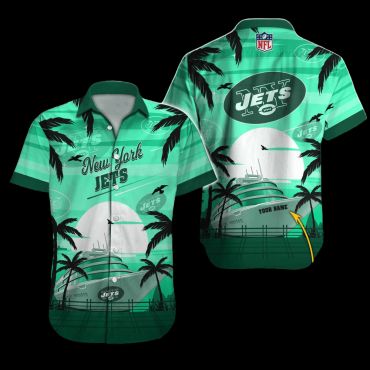 Personalized New York Jets Cruise Sunset Hawaiian Shirt Unisex T-shirt, Sweatshirt, Hoodie, Long Sleeve Tee - T-Shirt, Sweatshirt, Hoodie