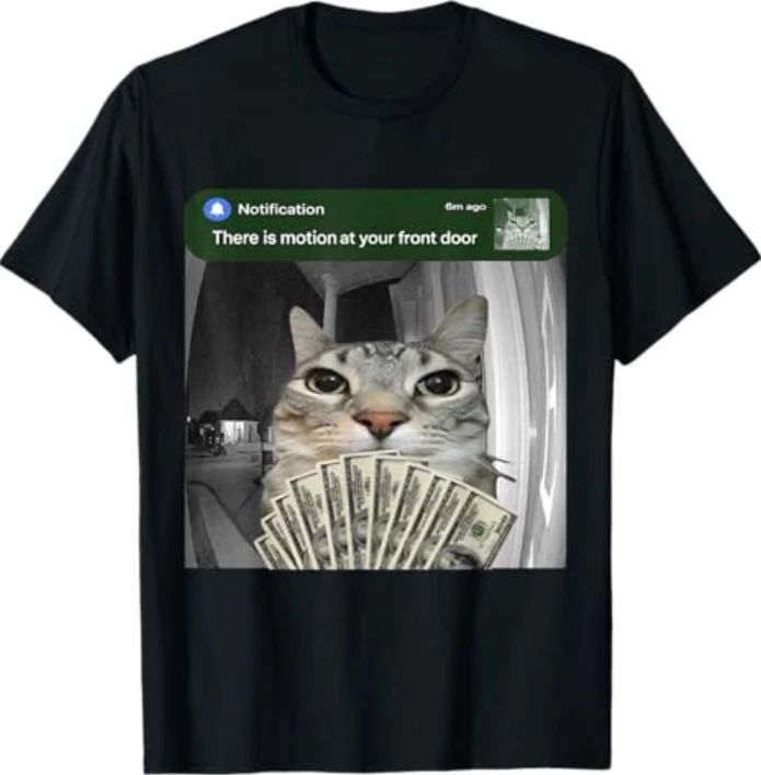 There is Motion at Your Front Door Funny Cat Motion Meme T-Shirt Unisex T-shirt, Sweatshirt, Hoodie, Long Sleeve Tee - T-Shirt, Sweatshirt, Hoodie