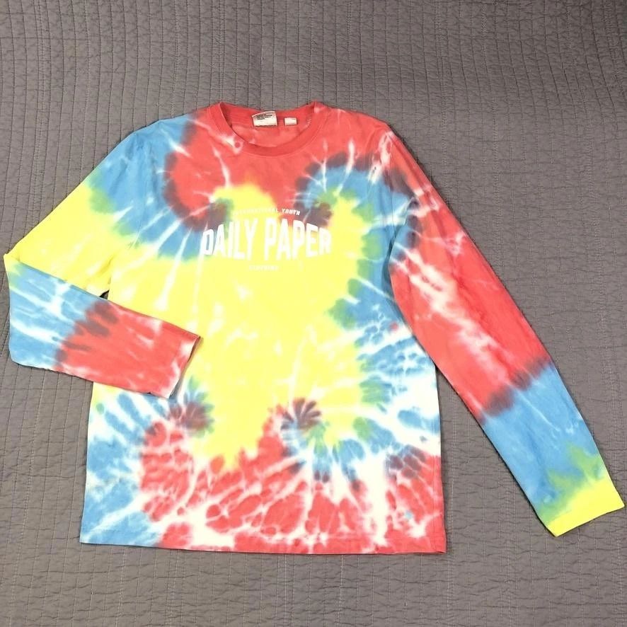 Daily Paper Shirt Mens Large Tie Dye Long Sleeve Multicolor International Youth Unisex T-shirt, Sweatshirt, Hoodie, Long Sleeve Tee - T-Shirt, Sweatshirt, Hoodie