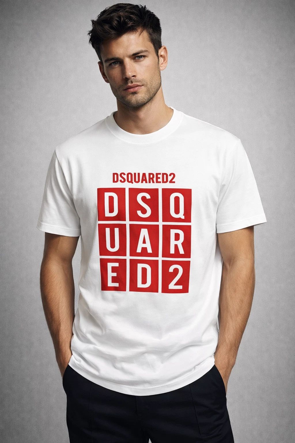DSQUARED2 Men's White T-Shirt Red Logo Designer Cotton Casual Tee S-XXL Unisex T-shirt, Sweatshirt, Hoodie, Long Sleeve Tee - T-Shirt, Sweatshirt, Hoodie