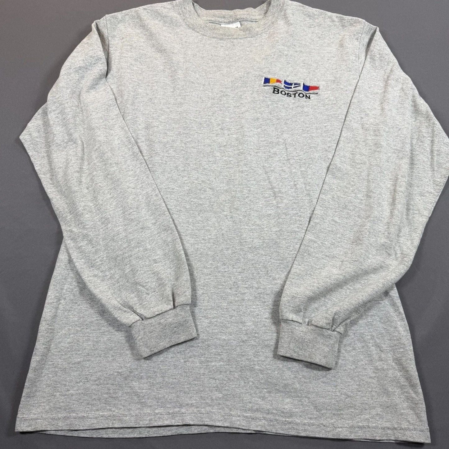 Boston Themed Cotton Long Sleeve Grey T-Shirt Size Medium Anvil Tag Made in USA Unisex T-shirt, Sweatshirt, Hoodie, Long Sleeve Tee - T-Shirt, Sweatshirt, Hoodie