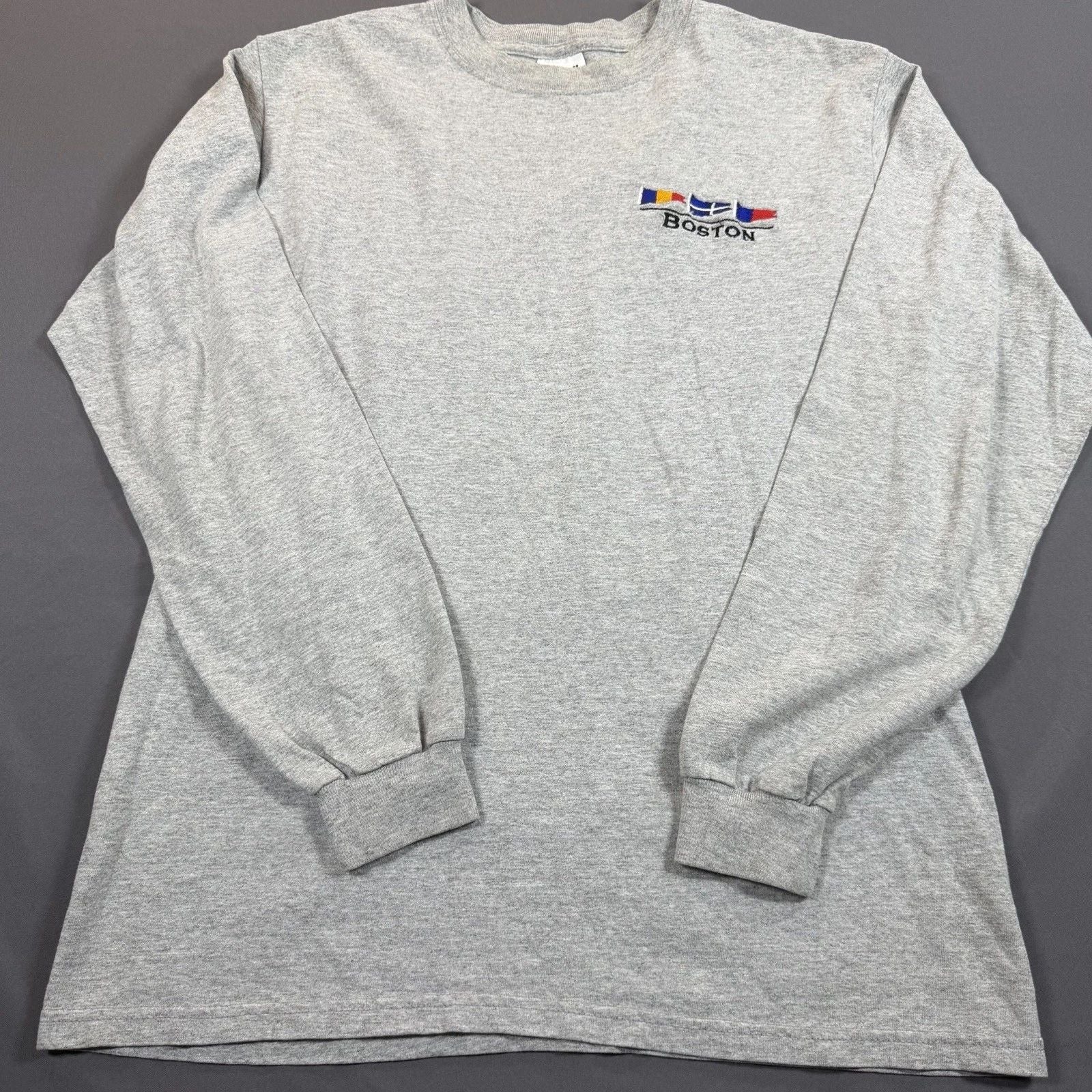 Boston Themed Cotton Long Sleeve Grey T-Shirt Size Medium Anvil Tag Made in USA Unisex T-shirt, Sweatshirt, Hoodie, Long Sleeve Tee - T-Shirt, Sweatshirt, Hoodie