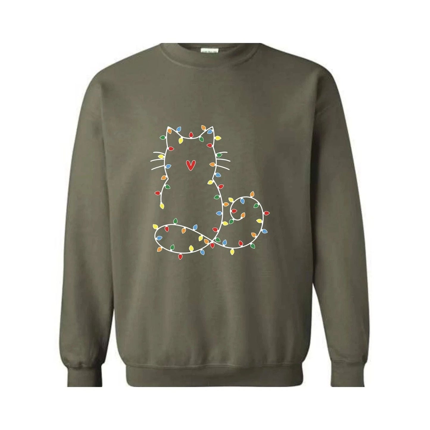 Cute Cat Christmas Lights Sweatshirt, Cat Lover Gift, Christmas Sweatshirt, Holi Unisex T-shirt, Sweatshirt, Hoodie, Long Sleeve Tee - T-Shirt, Sweatshirt, Hoodie