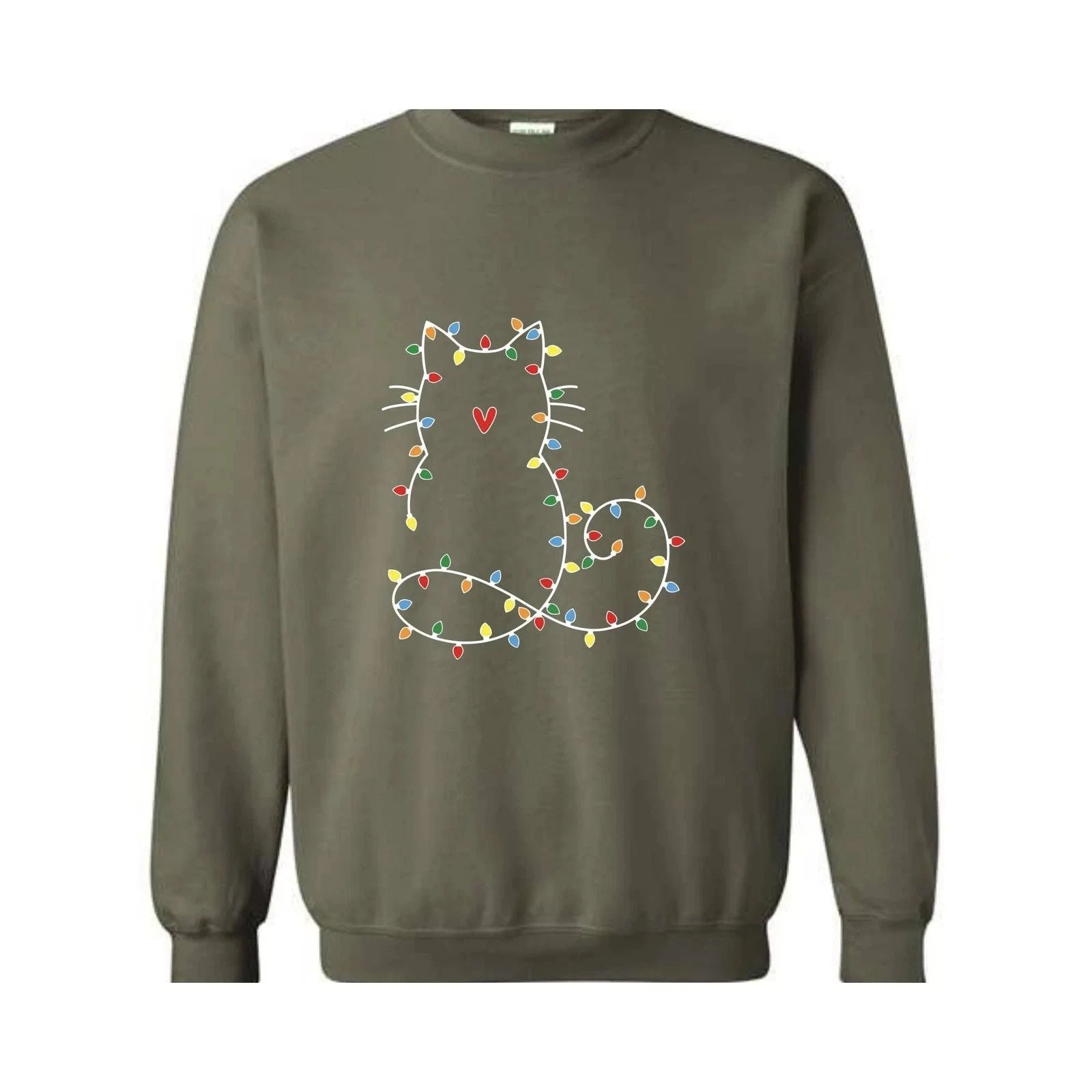 Cute Cat Christmas Lights Sweatshirt, Cat Lover Gift, Christmas Sweatshirt, Holi Unisex T-shirt, Sweatshirt, Hoodie, Long Sleeve Tee - T-Shirt, Sweatshirt, Hoodie