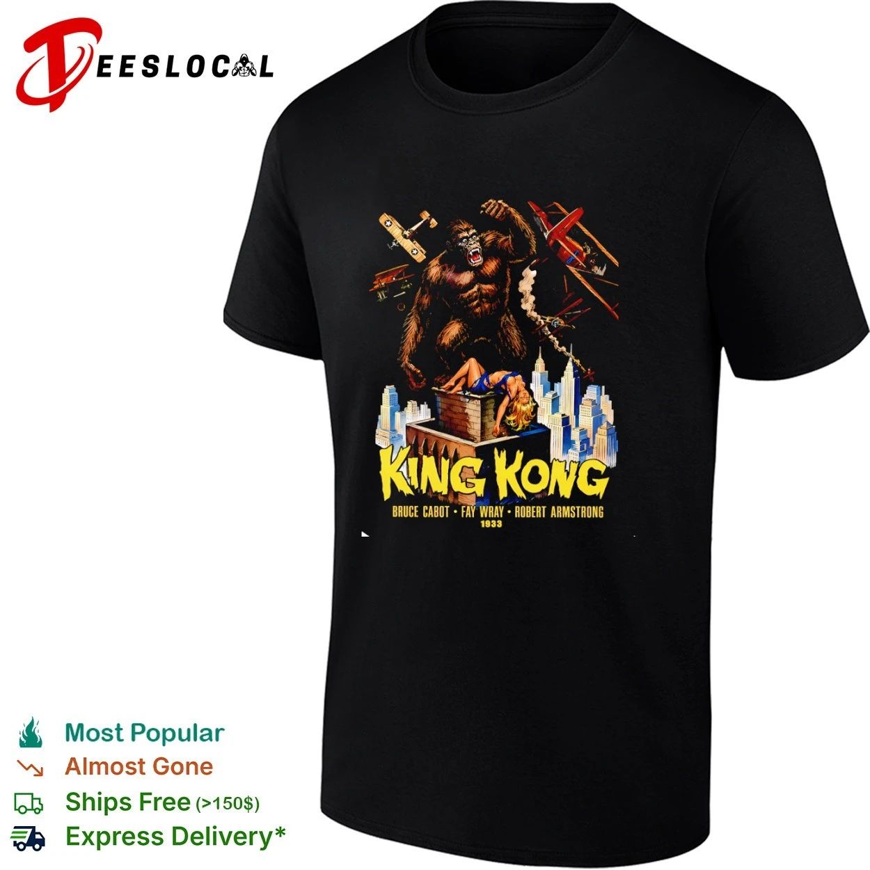 King Kong Bruce Cabot Fay Wray Robert Armstrong 1933 T-shirt Unisex T-shirt, Sweatshirt, Hoodie, Long Sleeve Tee - T-Shirt, Sweatshirt, Hoodie