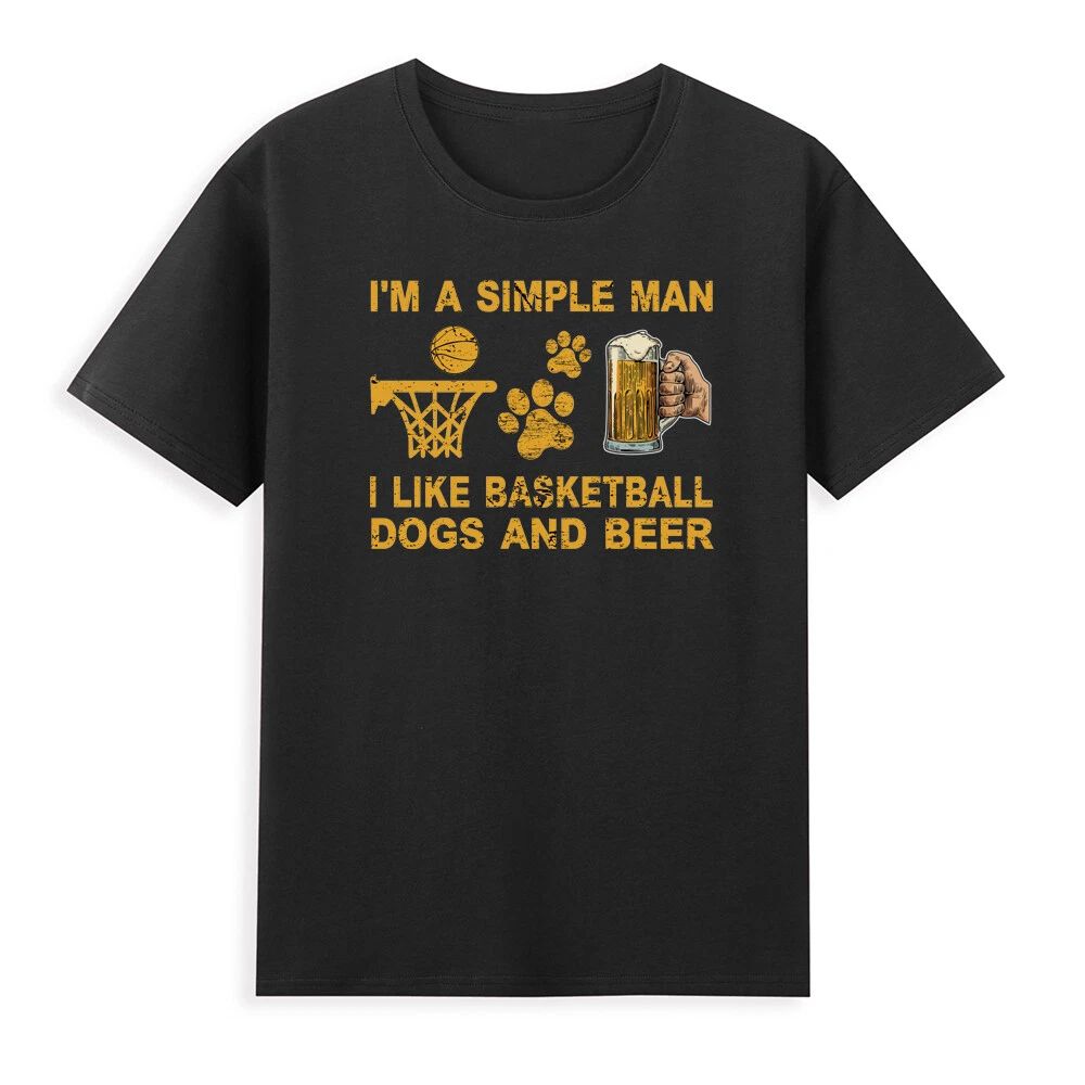 I'm A Simple Man I Like Basketball Dogs And Beer T-Shirt Vintage Men's T-Shirt Unisex T-shirt, Sweatshirt, Hoodie, Long Sleeve Tee - T-Shirt, Sweatshirt, Hoodie