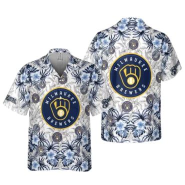 Milwaukee Brewers Hibiscus Splash Hawaiian Shirt Unisex T-shirt, Sweatshirt, Hoodie, Long Sleeve Tee - T-Shirt, Sweatshirt, Hoodie
