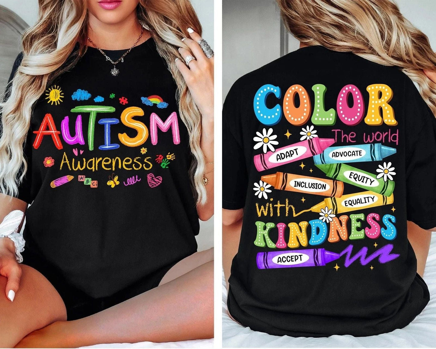 Autism Awareness Shirt 2-sided Print T-shirt Special Education Unisex T-shirt, Sweatshirt, Hoodie, Long Sleeve Tee - T-Shirt, Sweatshirt, Hoodie