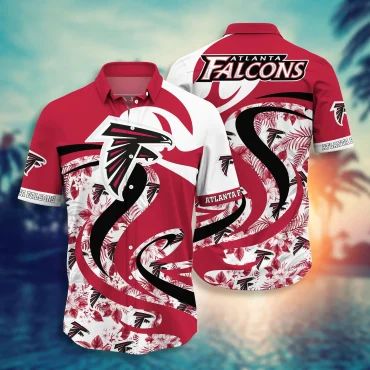 Atlanta Falcons Swirl Tropics Hawaiian Shirt Unisex T-shirt, Sweatshirt, Hoodie, Long Sleeve Tee - T-Shirt, Sweatshirt, Hoodie