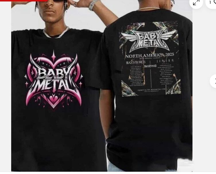 Babymetal North American 2025 Tour Dates Two Sides T-Shirt Gift Full Size. Unisex T-shirt, Sweatshirt, Hoodie, Long Sleeve Tee - T-Shirt, Sweatshirt, Hoodie