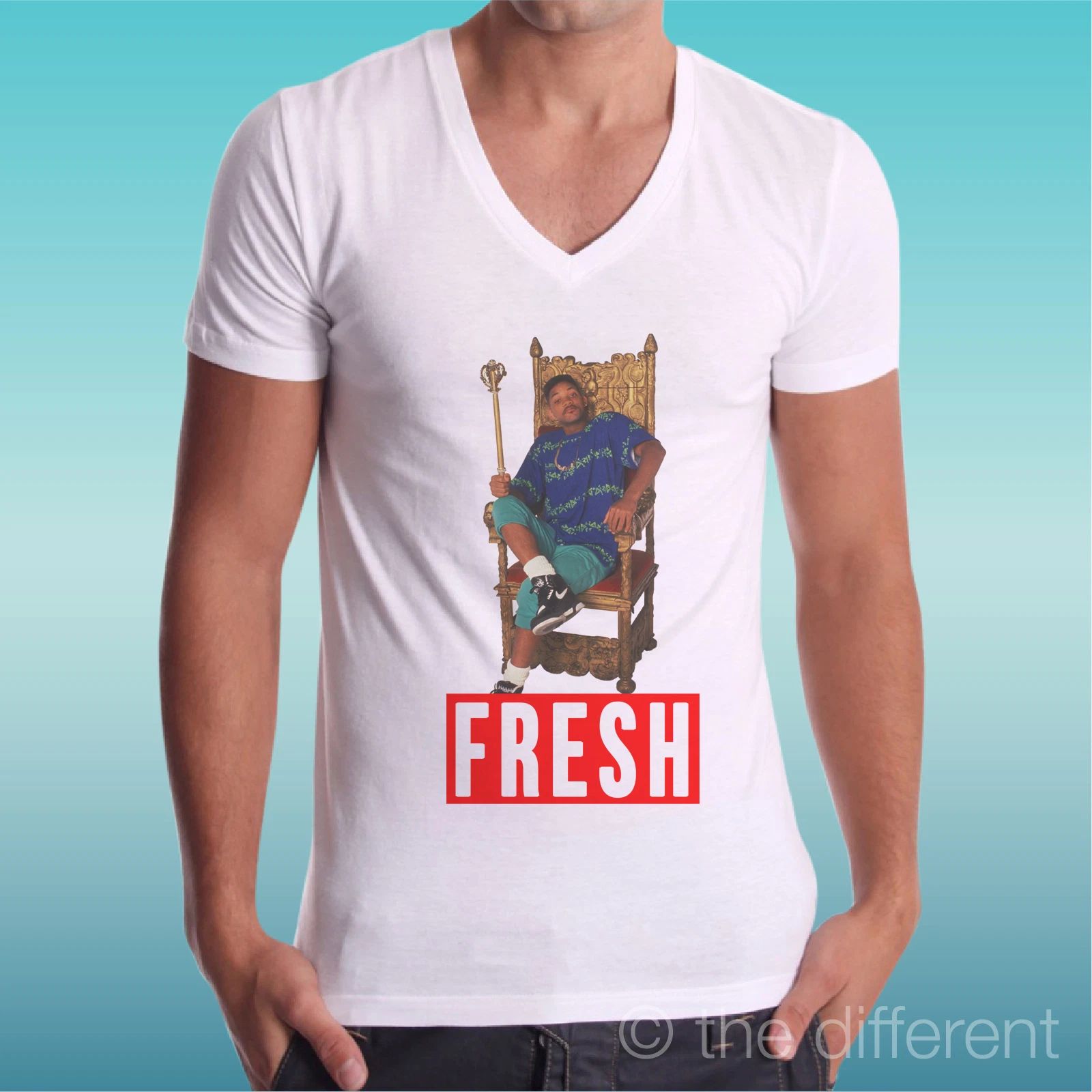 T-shirt White V Neck " Willy Prince of Bel Air Fresh " Gift Idea Unisex T-shirt, Sweatshirt, Hoodie, Long Sleeve Tee - T-Shirt, Sweatshirt, Hoodie